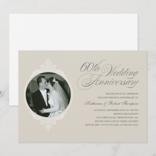 Uitnodigingen voor klassieke 60e verjaardag foto (Voorkant / Achterkant)