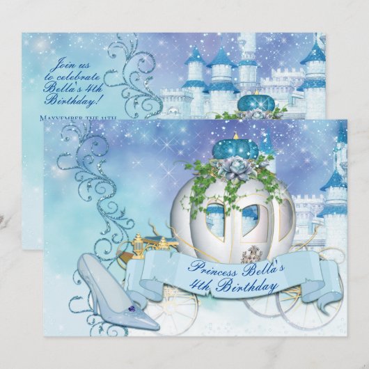 Uitnodigingen voor Koninklijke Prinses Assepoester (Voorkant / Achterkant)