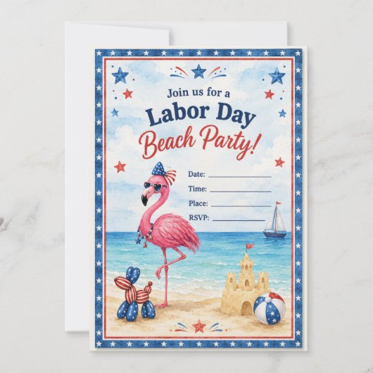 Uitnodigingen voor Labor Day-feestje (Voorkant)
