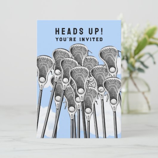 Uitnodigingen voor Lacrosse Feest Team Evenement (Staand voorkant)