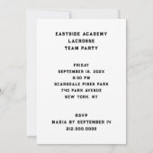 Uitnodigingen voor Lacrosse Feest Team Evenement (Achterkant)