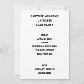Uitnodigingen voor Lacrosse Feestje (Achterkant)