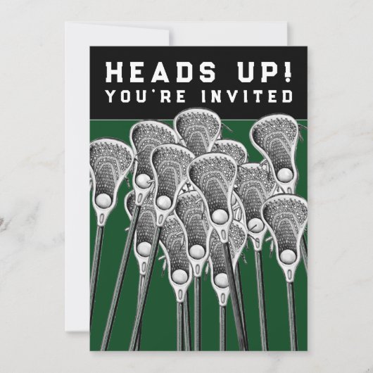 Uitnodigingen voor Lacrosse-feestje (Voorkant)