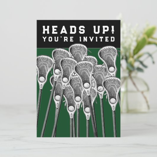 Uitnodigingen voor Lacrosse-feestje (Staand voorkant)