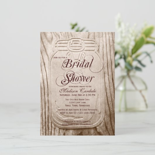Uitnodigingen voor landelijke Mason Jar Rustic Bri (Staand voorkant)