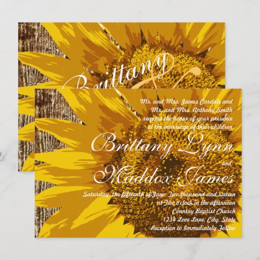 Uitnodigingen voor landelijke zonneschermen Rustic (Voorkant / Achterkant)