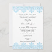 Uitnodigingen voor Light Blue Damask Weddenschap (Voorkant)