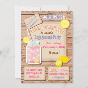 Uitnodigingen voor limonade & BBQ Engagement Party