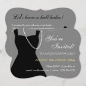 Uitnodigingen voor Little Black Dress-feestje (Voorkant / Achterkant)
