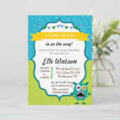 Uitnodigingen voor Little Monster Baby Shower (Staand voorkant)