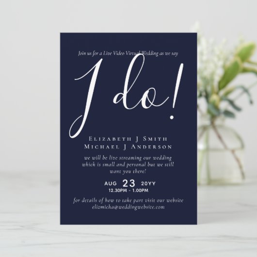 Uitnodigingen voor live videochat bruiloft of kopp (Staand voorkant)