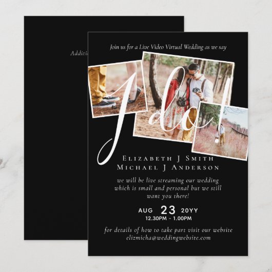 Uitnodigingen voor live videogesprek voor trouwfee (Voorkant / Achterkant)