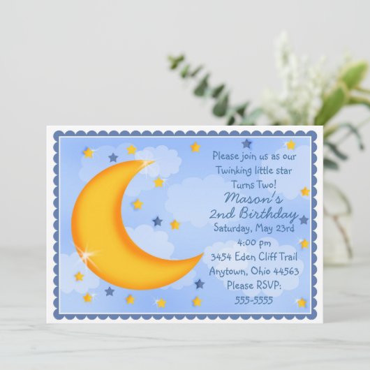 Uitnodigingen voor maan en sterren (Staand voorkant)