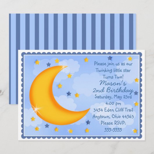 Uitnodigingen voor maan en sterren (Voorkant / Achterkant)