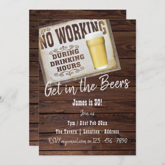 Uitnodigingen voor mannen voor 30e verjaardag Proo (Voorkant / Achterkant)