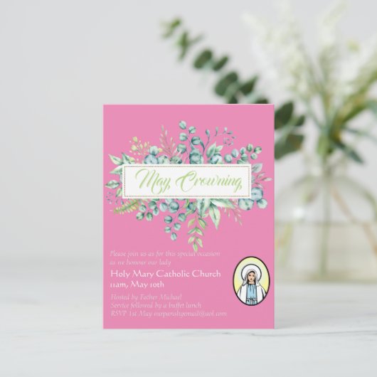Uitnodigingen voor Mei-kroning van de Maagd Maria  (Staand voorkant)
