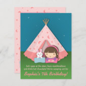 Uitnodigingen voor meisjes Camping Sleepover Birth (Voorkant / Achterkant)