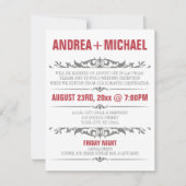 Uitnodigingen voor Merlot & Gray bruiloftsreceptie (Voorkant)