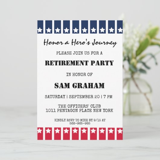 Uitnodigingen voor militaire pensionering onder Am (Staand voorkant)