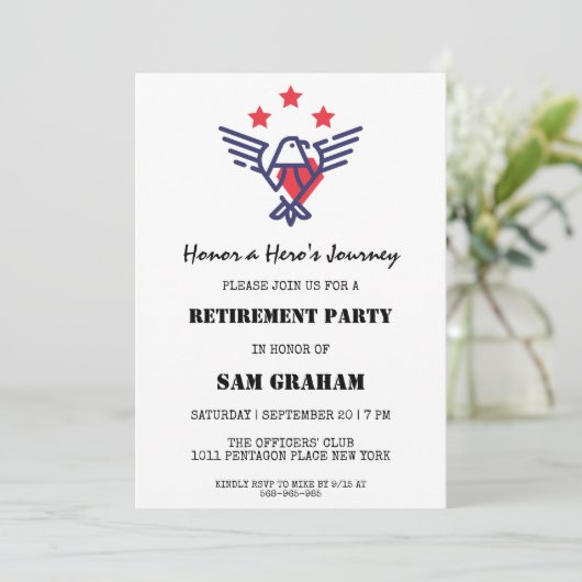 Uitnodigingen voor militaire pensionering onder Am (Staand voorkant)