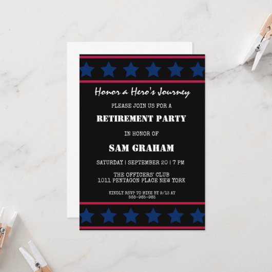 Uitnodigingen voor militaire pensionering onder Am (Voorkant / Achterkant in situ)