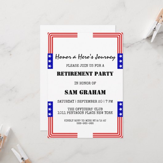 Uitnodigingen voor militaire pensionering onder Am (Voorkant / Achterkant in situ)