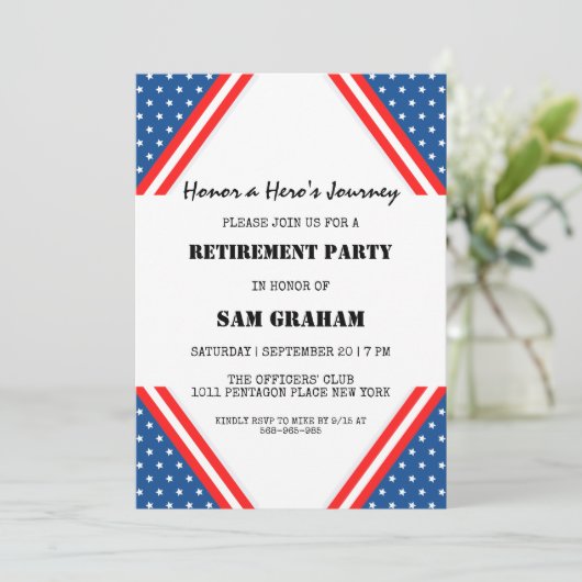 Uitnodigingen voor militaire pensionering onder Am (Staand voorkant)