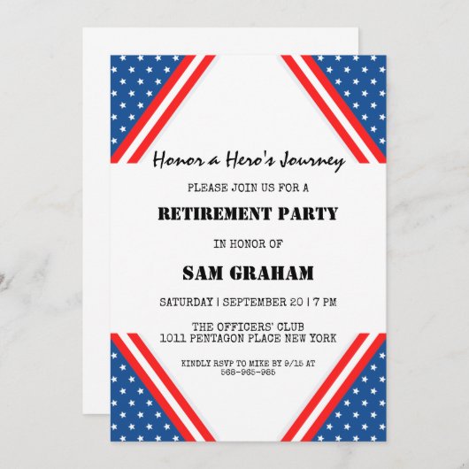 Uitnodigingen voor militaire pensionering onder Am (Voorkant / Achterkant)