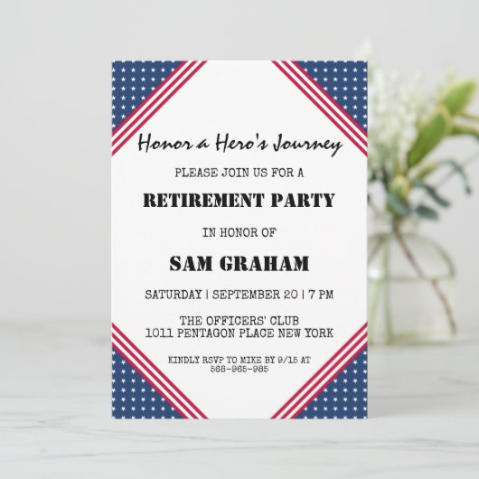 Uitnodigingen voor militaire pensionering onder Am (Staand voorkant)