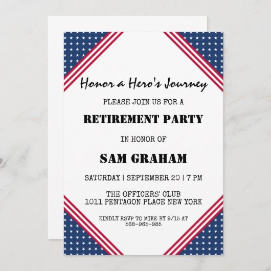 Uitnodigingen voor militaire pensionering onder Am (Voorkant / Achterkant)