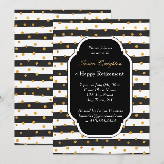Uitnodigingen voor Modern Stripe en Stippen Retire (Voorkant / Achterkant)