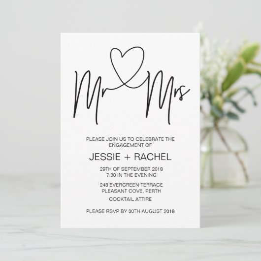 Uitnodigingen voor modern Verloving (Staand voorkant)