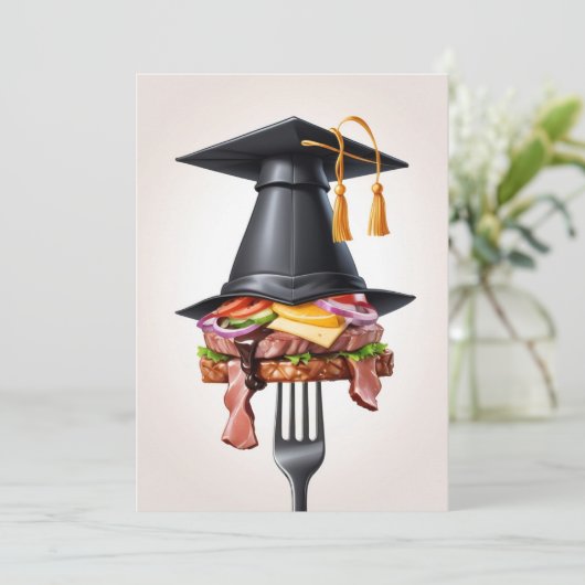 Uitnodigingen voor moderne afstuderen BBQ (Staand voorkant)