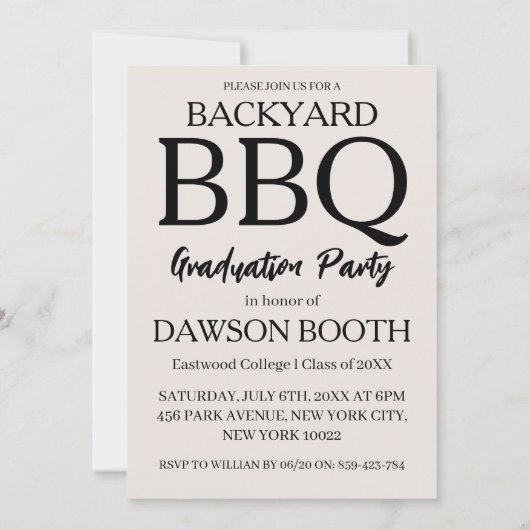 Uitnodigingen voor moderne afstuderen BBQ (Achterkant)