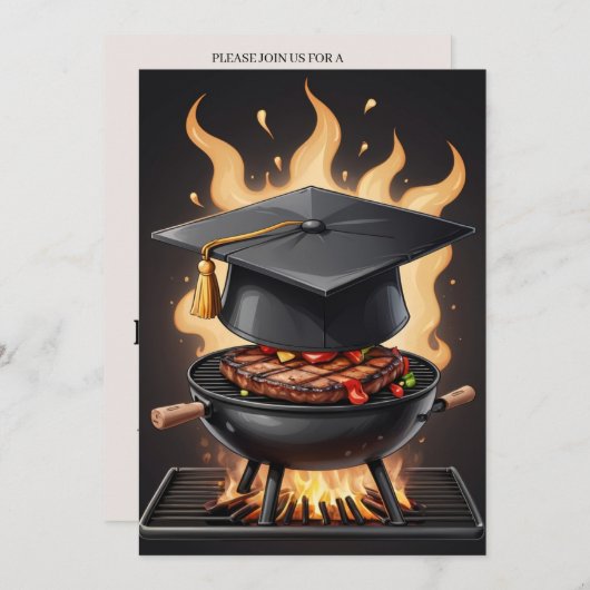 Uitnodigingen voor moderne afstuderen BBQ (Voorkant / Achterkant)