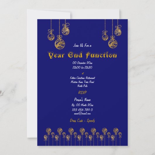 Uitnodigingen voor moderne blauwe kerstbomen (Achterkant)