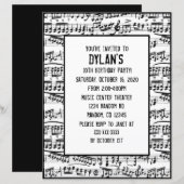 Uitnodigingen voor muzieknoten thema verjaardagsfe (Voorkant / Achterkant)