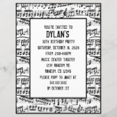 Uitnodigingen voor muzieknoten thema verjaardagsfe (Voorkant)