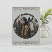 Uitnodigingen voor Native American Girl Horse (Staand voorkant)