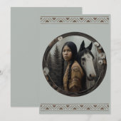Uitnodigingen voor Native American Girl Horse (Voorkant / Achterkant)