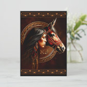 Uitnodigingen voor Native American Girl Horse (Staand voorkant)