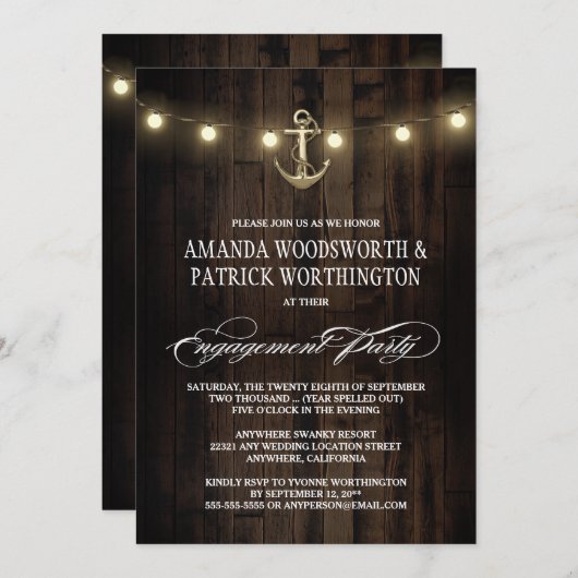 Uitnodigingen voor Nautical Anchor Engagement Part (Voorkant / Achterkant)