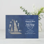 Uitnodigingen voor Nautical Silver Boat & Beach Th (Staand voorkant)