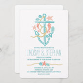 Uitnodigingen voor Nautische strandbruiloft (Voorkant / Achterkant)