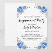 Uitnodigingen voor Navy Blue Florial Engagement Pa (Voorkant / Achterkant)