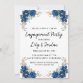 Uitnodigingen voor Navy Blue Florial Engagement Pa (Voorkant)