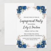 Uitnodigingen voor Navy Blue Florial Engagement Pa (Voorkant / Achterkant)