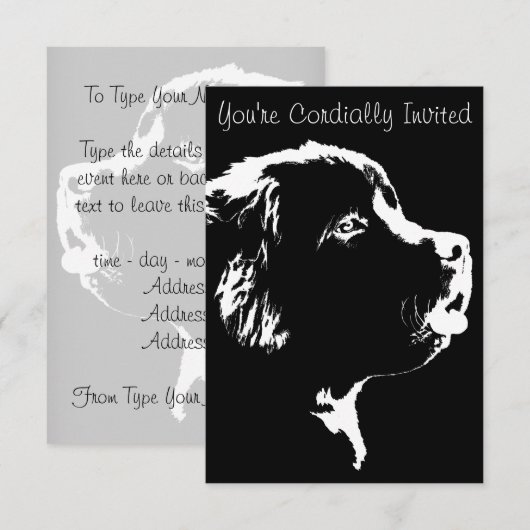 Uitnodigingen voor Newfoundland Persoonlijke Dog R (Voorkant / Achterkant)