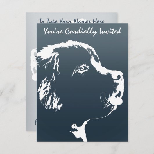 Uitnodigingen voor Newfoundland Persoonlijke Dog R (Voorkant / Achterkant)