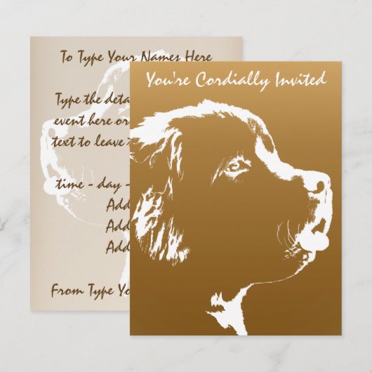 Uitnodigingen voor Newfoundland Persoonlijke Dog R (Voorkant / Achterkant)